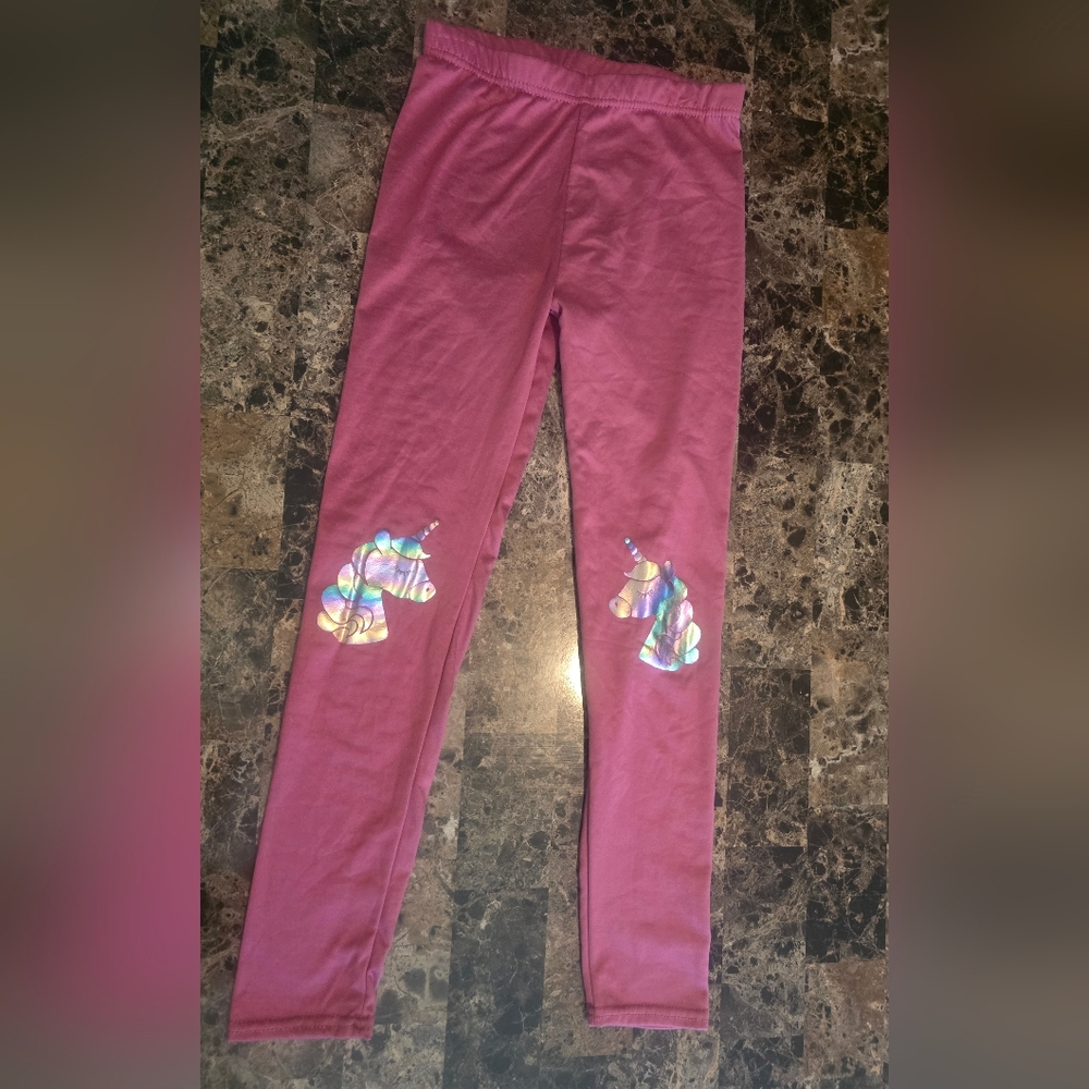 Unicorn Print Kids Leggings - Pink